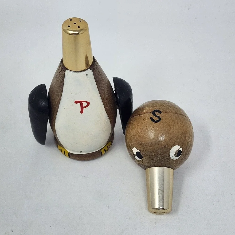 Wooden Duck Bird Salt Pepper Shakers Japan